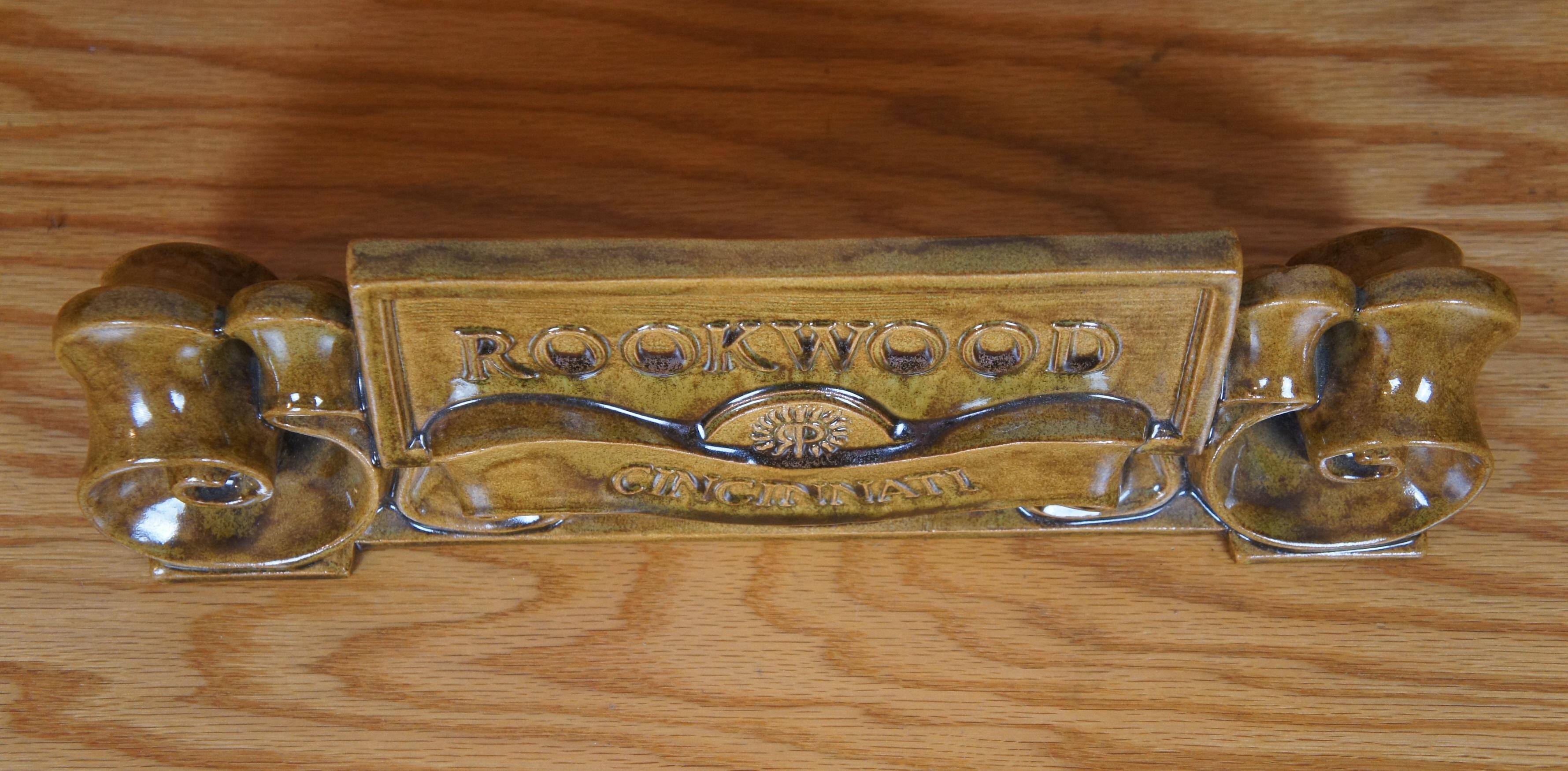 Rookwood Pottery Cincinnati Dealer Scrolled Advertising Sign Plaque 14