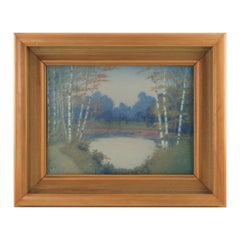 Rookwood Pottery Hand Painted Vellum Glaze Scenic Plaque by E.T. Hurley