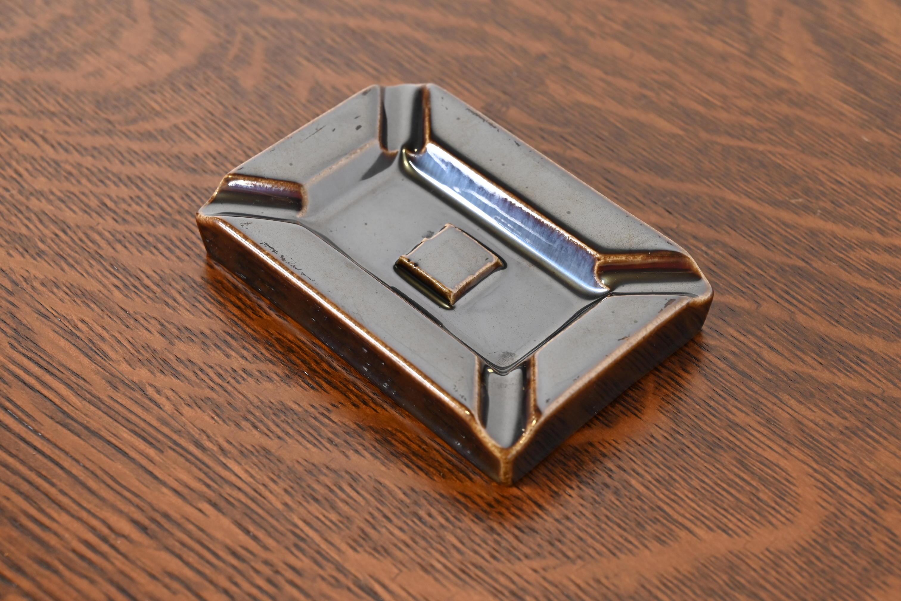 Mid-Century Modern Rookwood Pottery Mid-Century Glazed Ceramic Ash Tray, 1954 For Sale