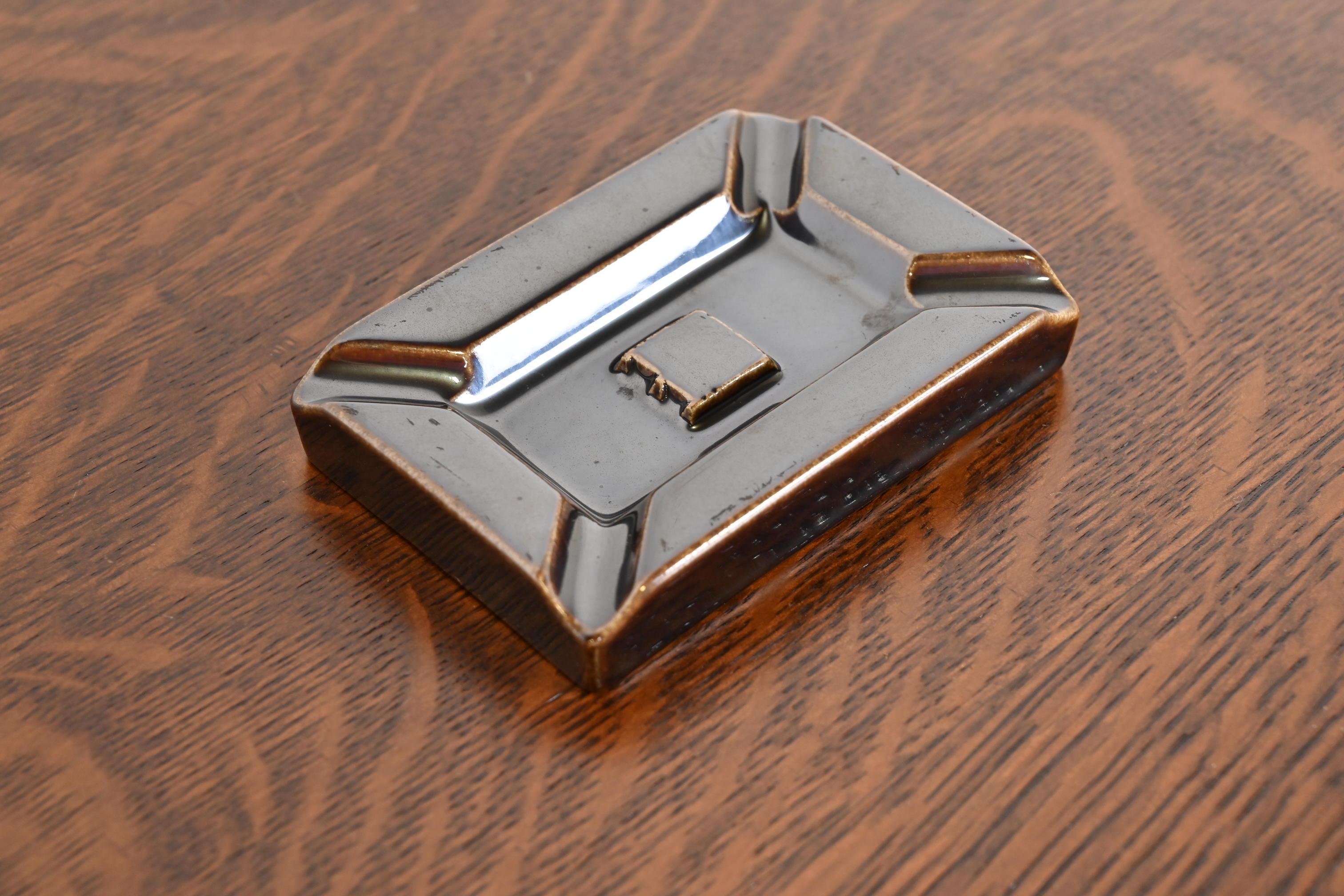 American Rookwood Pottery Mid-Century Glazed Ceramic Ash Tray, 1954 For Sale