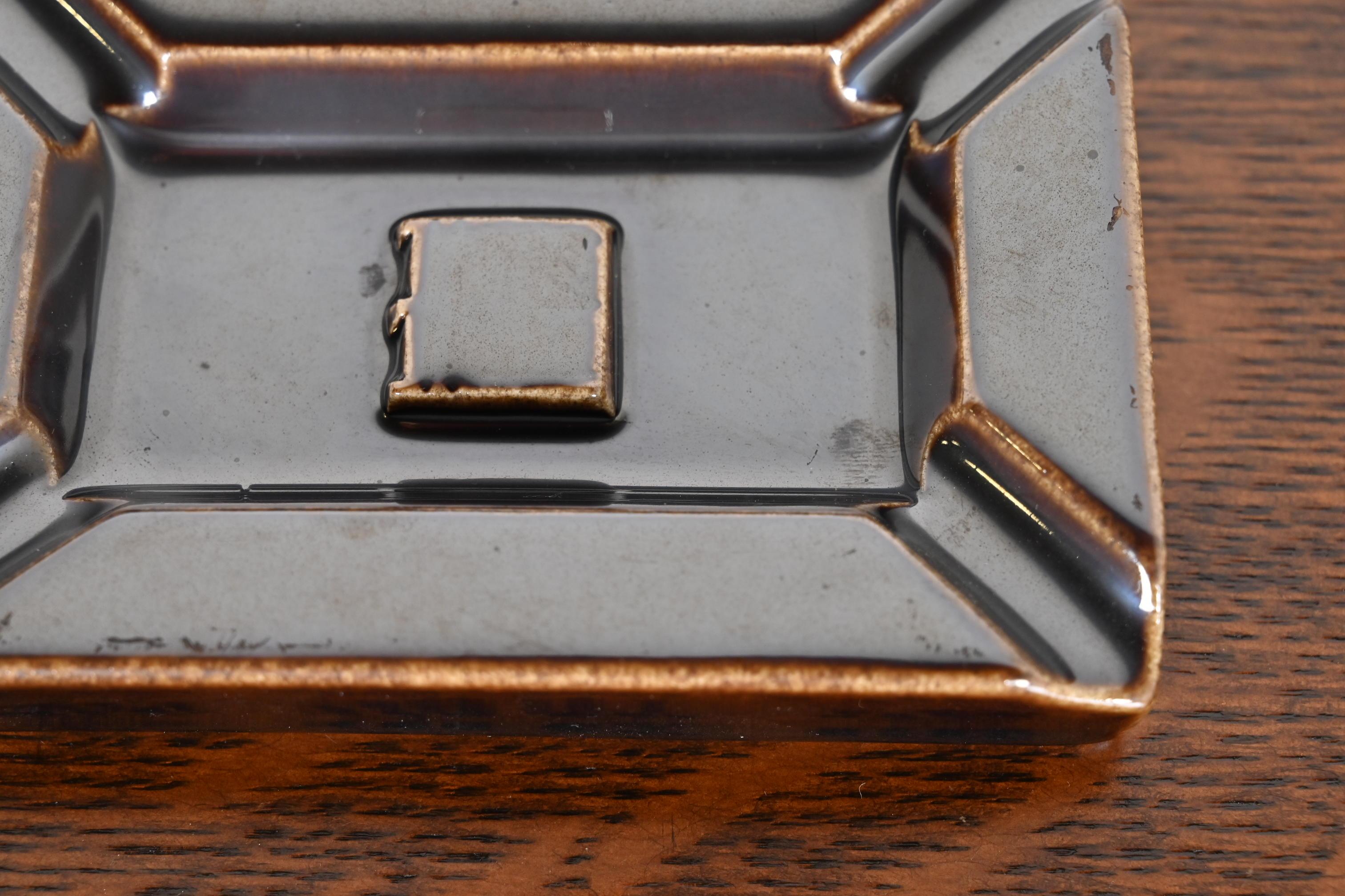 Mid-20th Century Rookwood Pottery Mid-Century Glazed Ceramic Ash Tray, 1954 For Sale