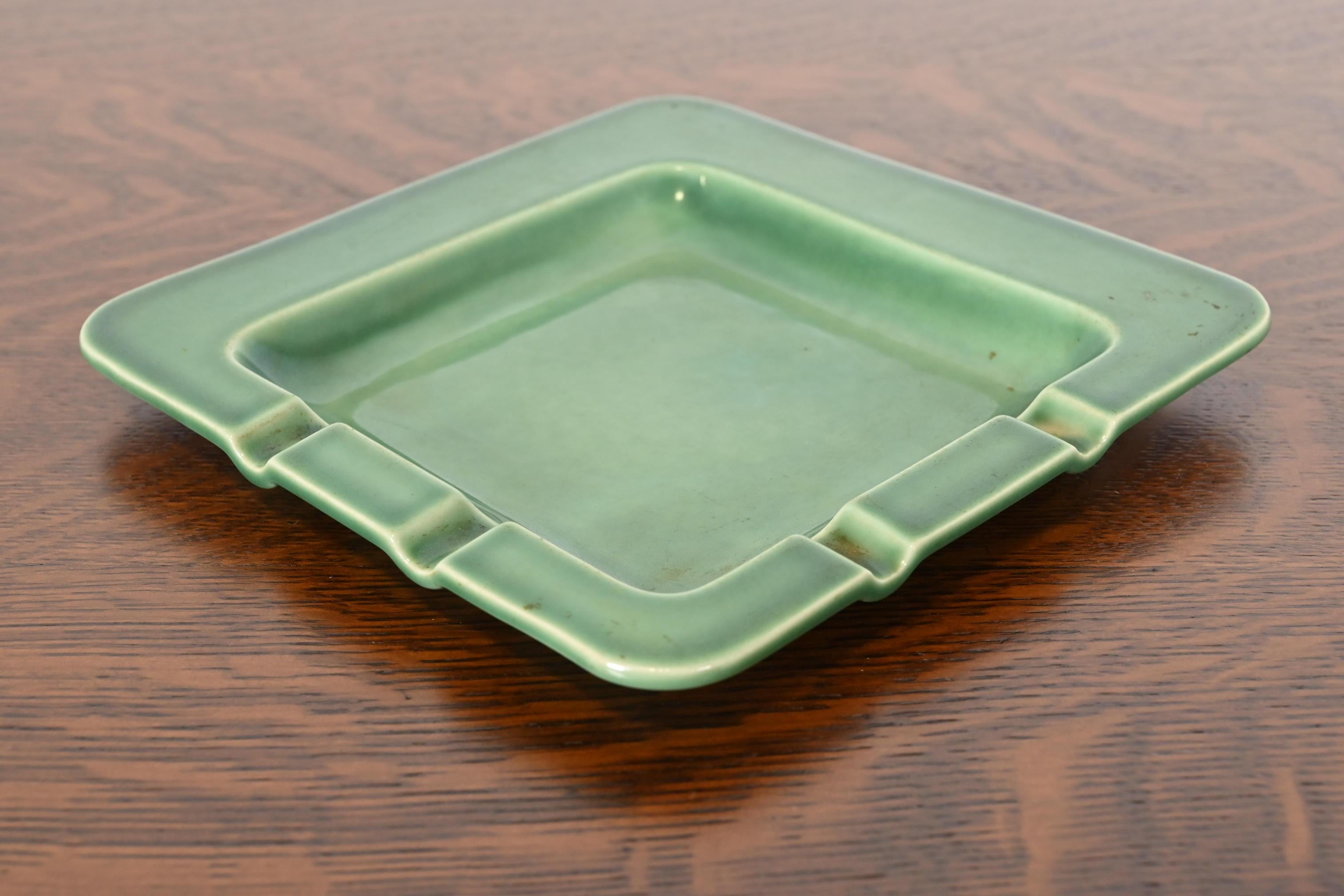 Arts and Crafts Rookwood Pottery Mid-Century Large Glazed Ceramic Ash Tray, 1955 For Sale