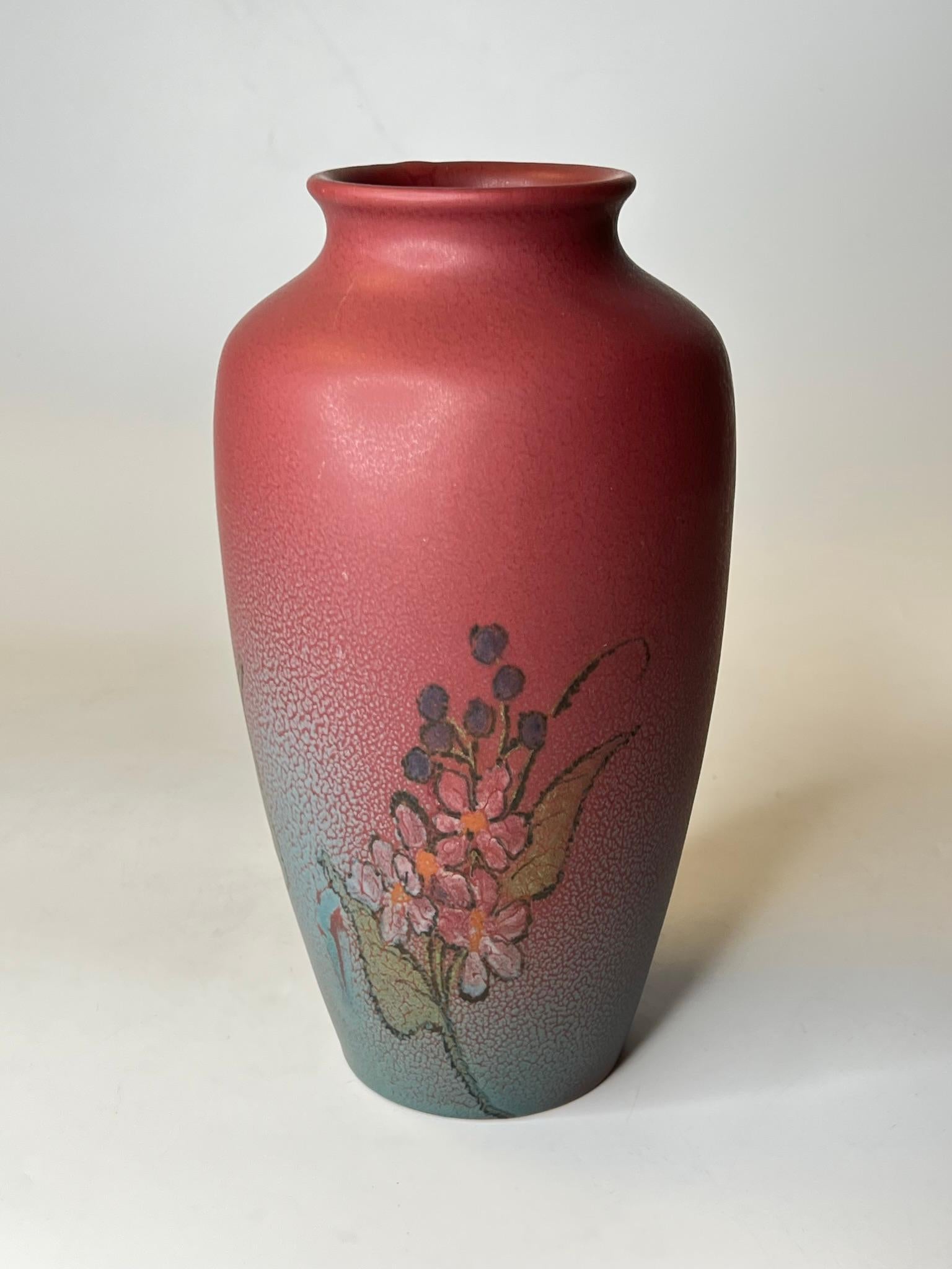 20th Century Rookwood Vase with Delphinium Spray Flowers Dated 1922 For Sale