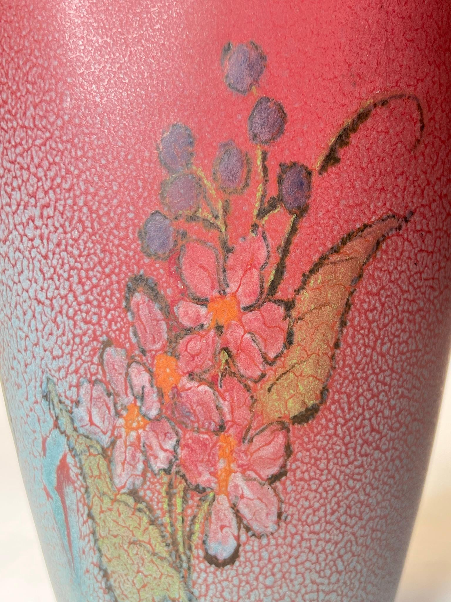 Ceramic Rookwood Vase with Delphinium Spray Flowers Dated 1922 For Sale