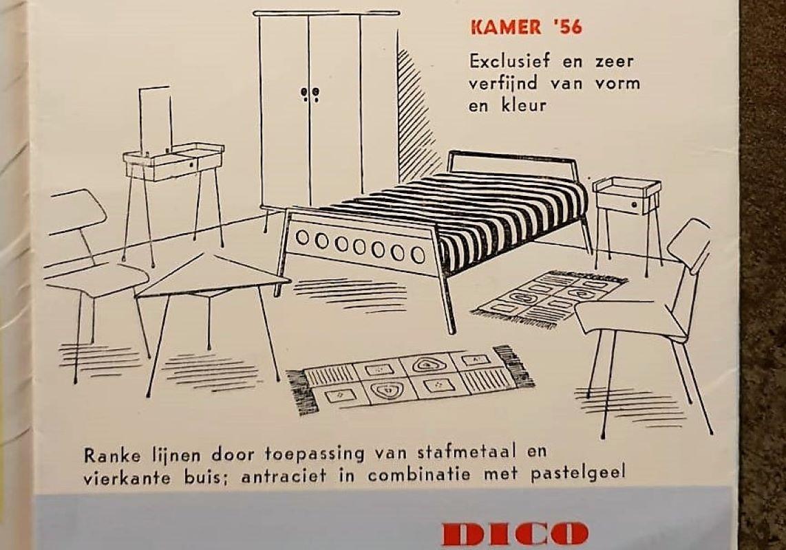Room '56 Wood and Metal Bed by Rob Parry and Emile Truijen for Dico, 1950's In Good Condition For Sale In Steenwijk, NL
