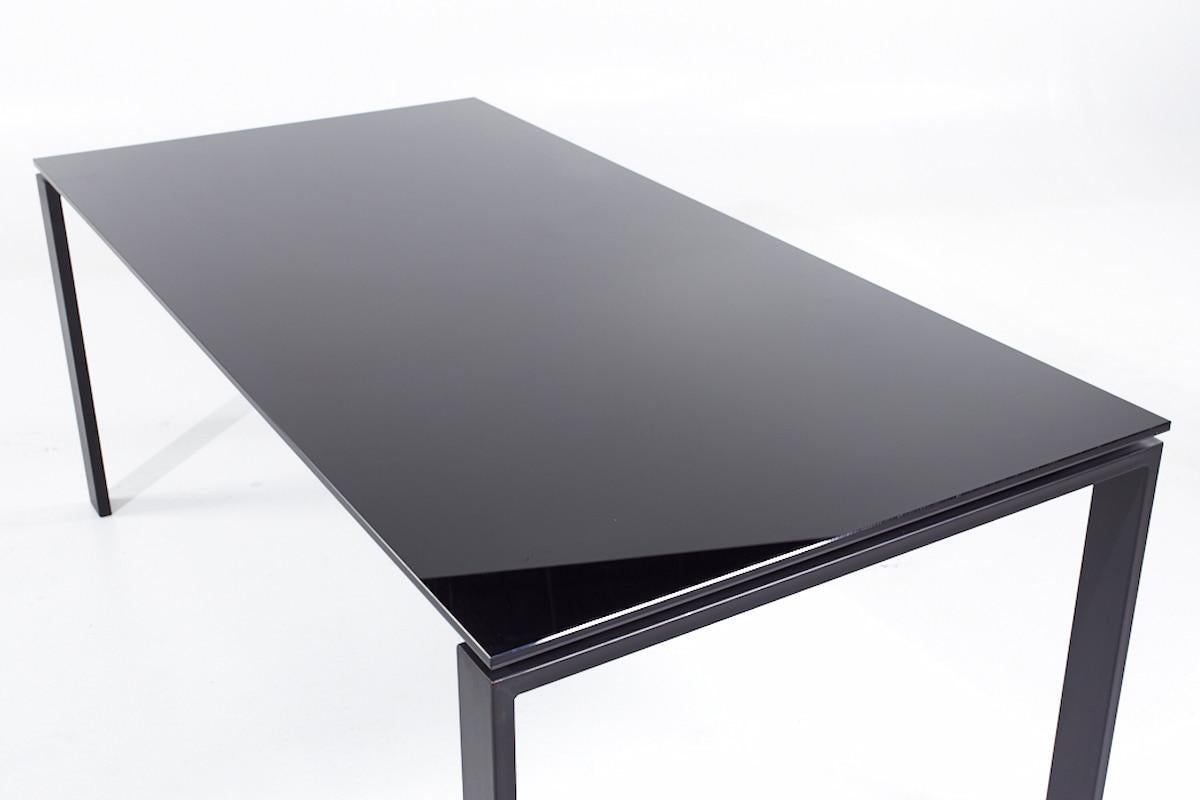 Room & Board Contemporary Black Glass and Metal Dining Table For Sale 1