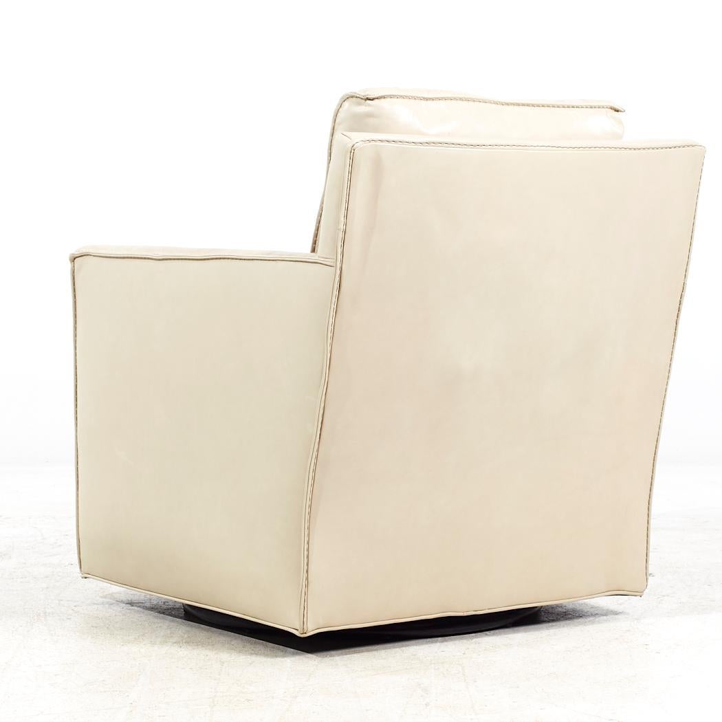 Modern Room & Board Leather Swivel Lounge Chair