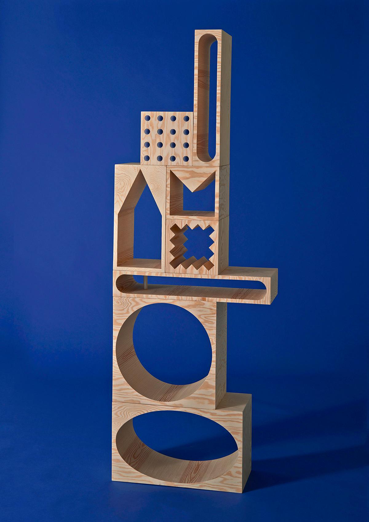 Moderne Étagère de la collection Room, blocs de rangement en bois de pin par Erik Olovsson & Kyuhyung Cho en vente