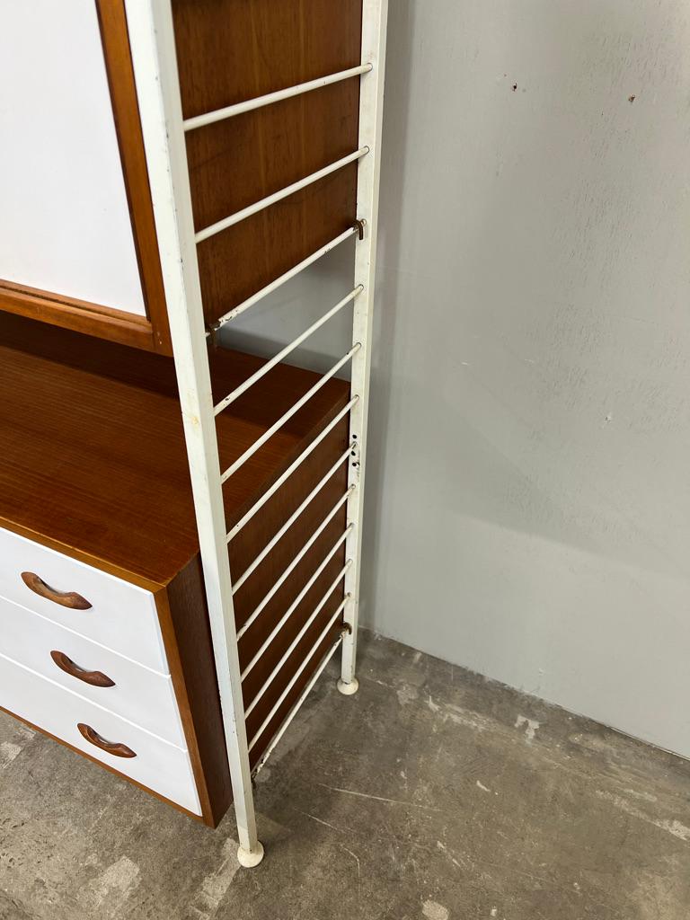 Teak Room devider freestanding sought after shelving system by Staples from the 1960 For Sale