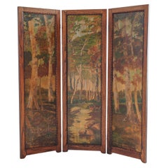 Room Divider 3 Panel Arts & Crafts Oil on Board, Oak Fame Birch Forrest
