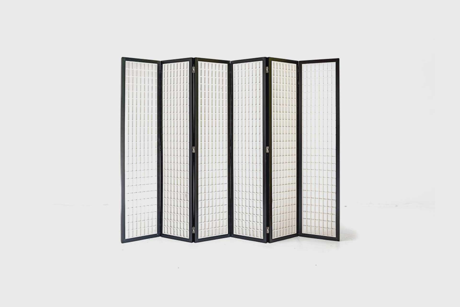 Room Divider
Manufactured by Tenreiro Moveis e Decoraçoes
Brazil, 1960
Black and white painted jacaranda

Measurements
280 cm x 3,5 cm x 201,2h cm
110,23 in in x 1,37 in x 71,29h in

Provenance
Jockey club in Rio de Janeiro

Details
Published in the