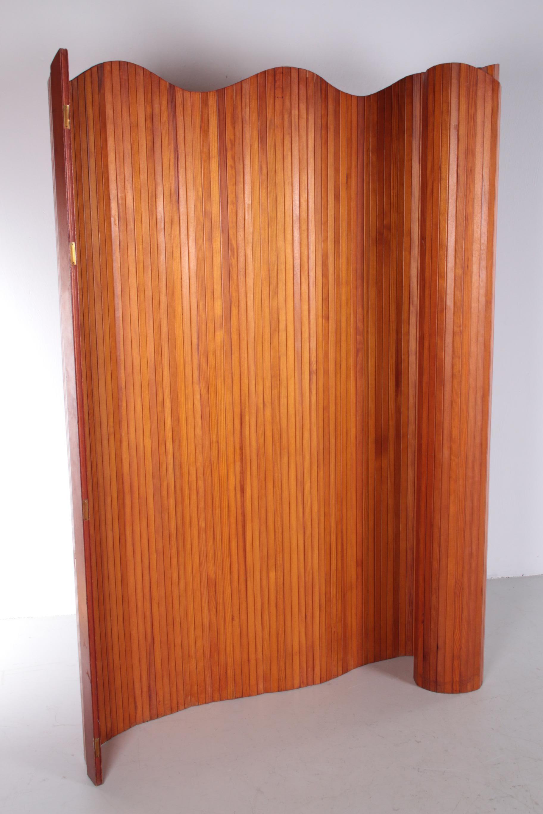 Room Divider by Jomain Baumann Tambour Screen, 1950 In Good Condition In Oostrum-Venray, NL