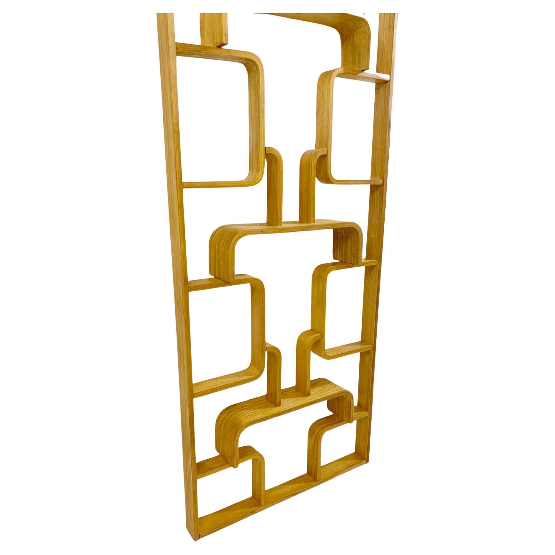 Mid-Century claustra / room divider by Ludvik Volak for Drevopodnik Holesov - Czech 1960s.
 
Plywood room divider designed in 1960 by Ludvik Volak for Drevopodnik Holesov. This beautifully designed piece can be used as a roomdivider,wall sculpture,