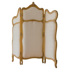 Room Divider Gilded Wood, Three Panel Screen, Louis XV Style, 20th Century