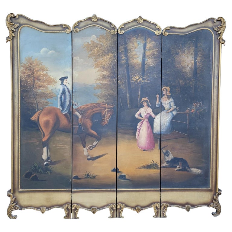 Room Divider Hand Painted 4 Panel Screen at 1stDibs hand painted room
