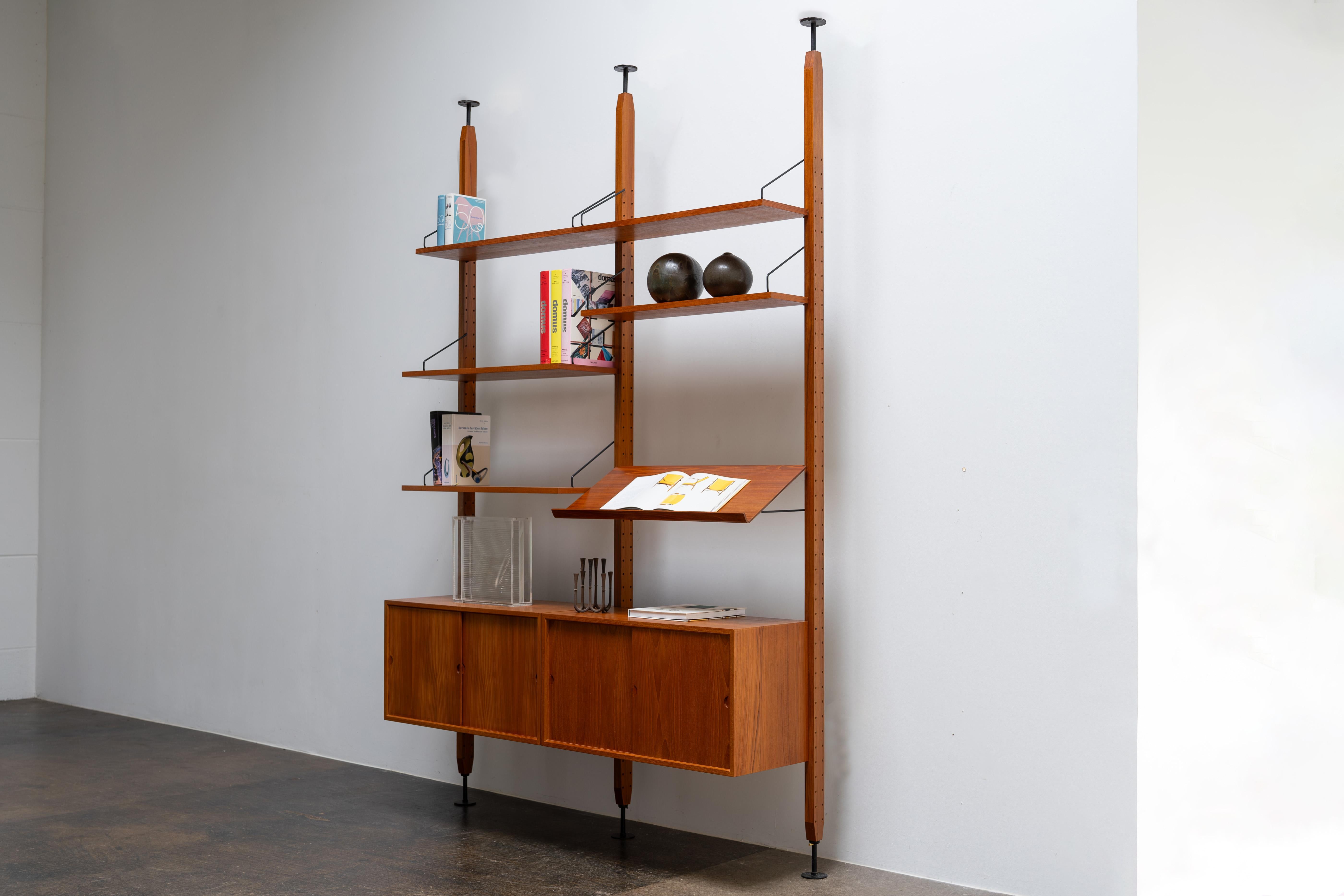 Steel Room-Divider Teak Shelf by Poul Cadovius, Denmark 1960s