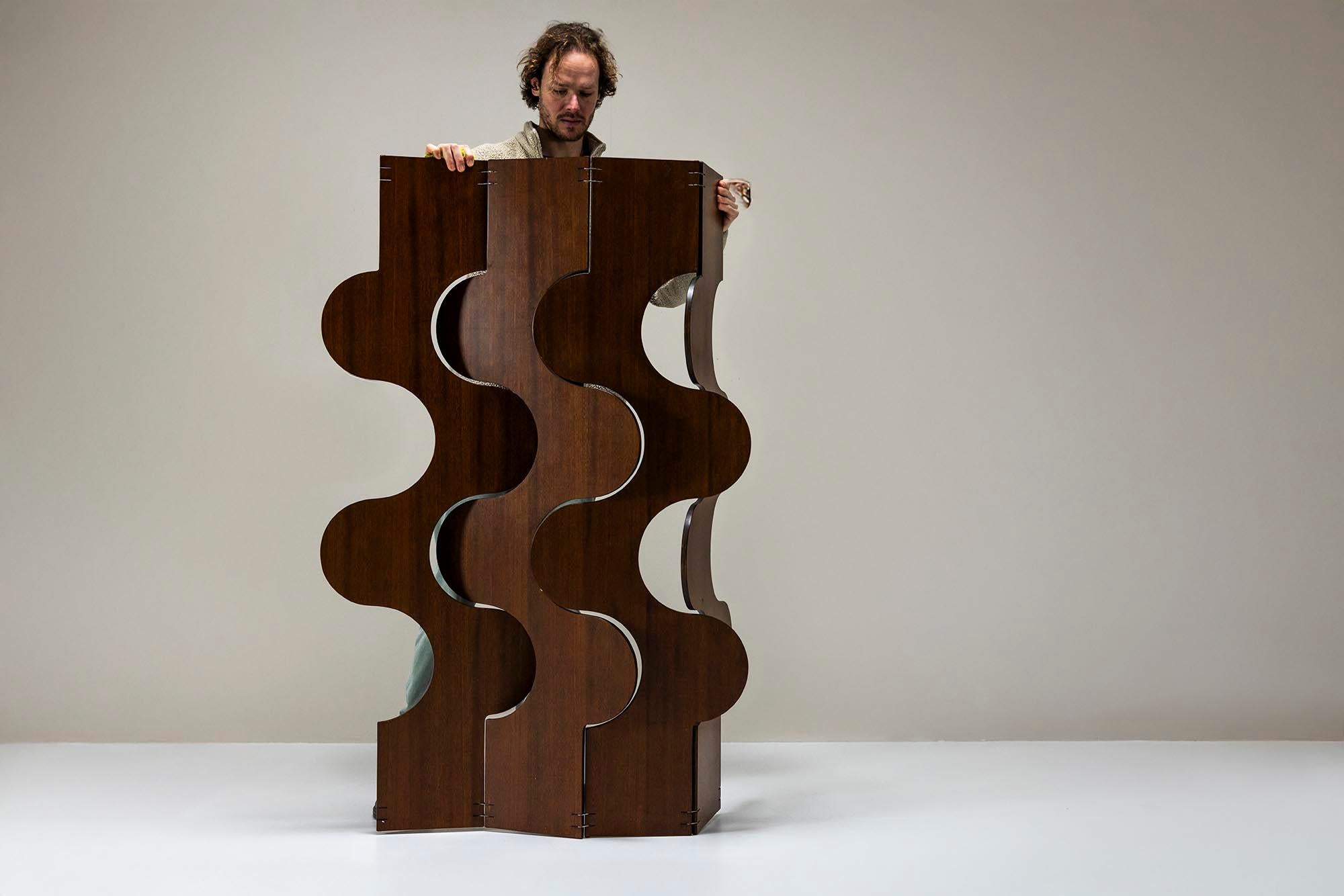 Mid-Century Modern Room Divider Veneered in Teak, Italy 1970s