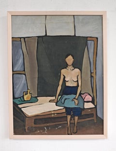 "Room of my own" Moderninst oil painting, unknown artist, 1950s