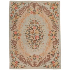 Antique Room Size American Hooked Rug with Soft Colors