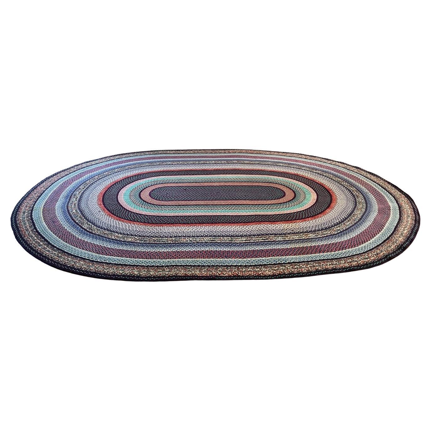 Amish Hand Braided Oval Colorful Area Rug From Pennsylvania at 1stDibs