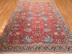 Room Size Antique Hand Knotted Wool Red Persian Mahal Design Rug