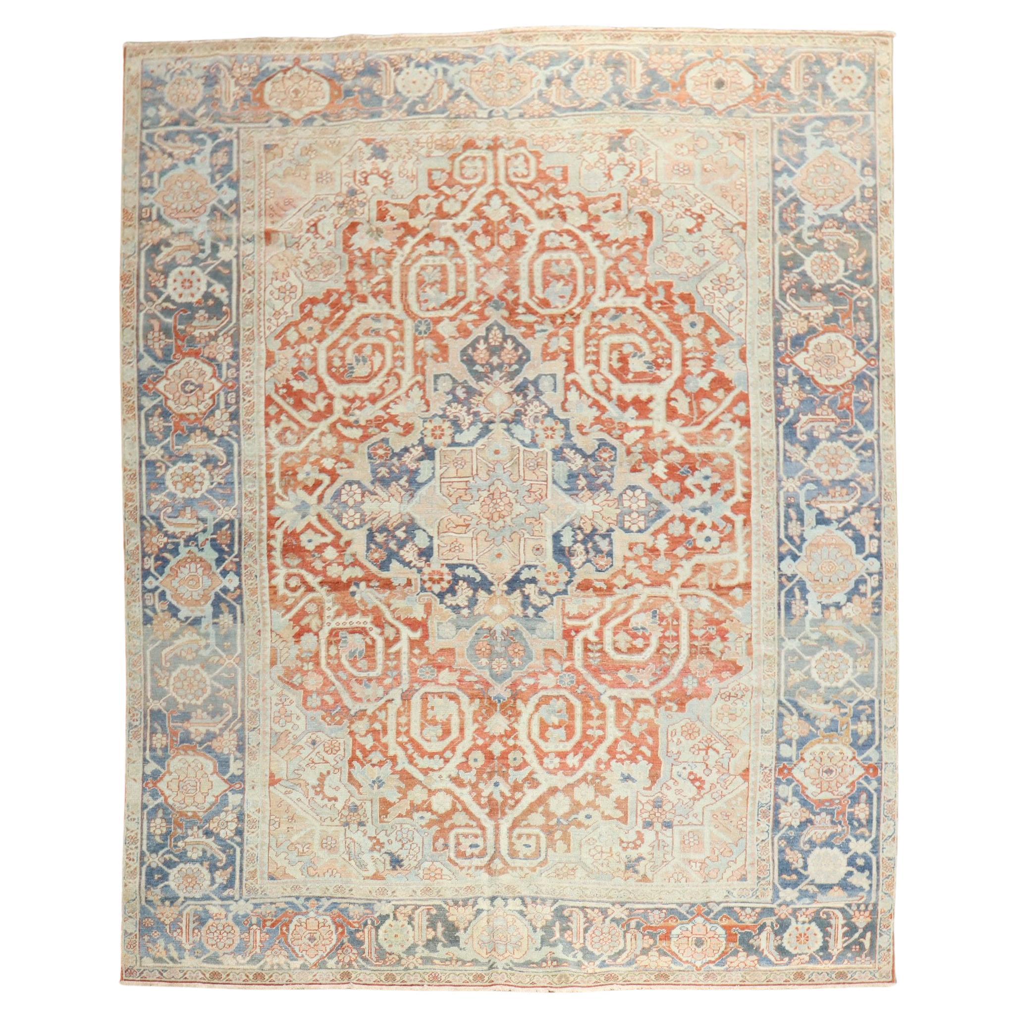 A room size 2nd quarter of the 20th Century Persian Heriz Room Size Rug

8'6'' x 11'1''


With distinctive large scale motifs and a wide ranging palette of warm colors, the antique Heriz carpet is probably the most popular of the Persian village