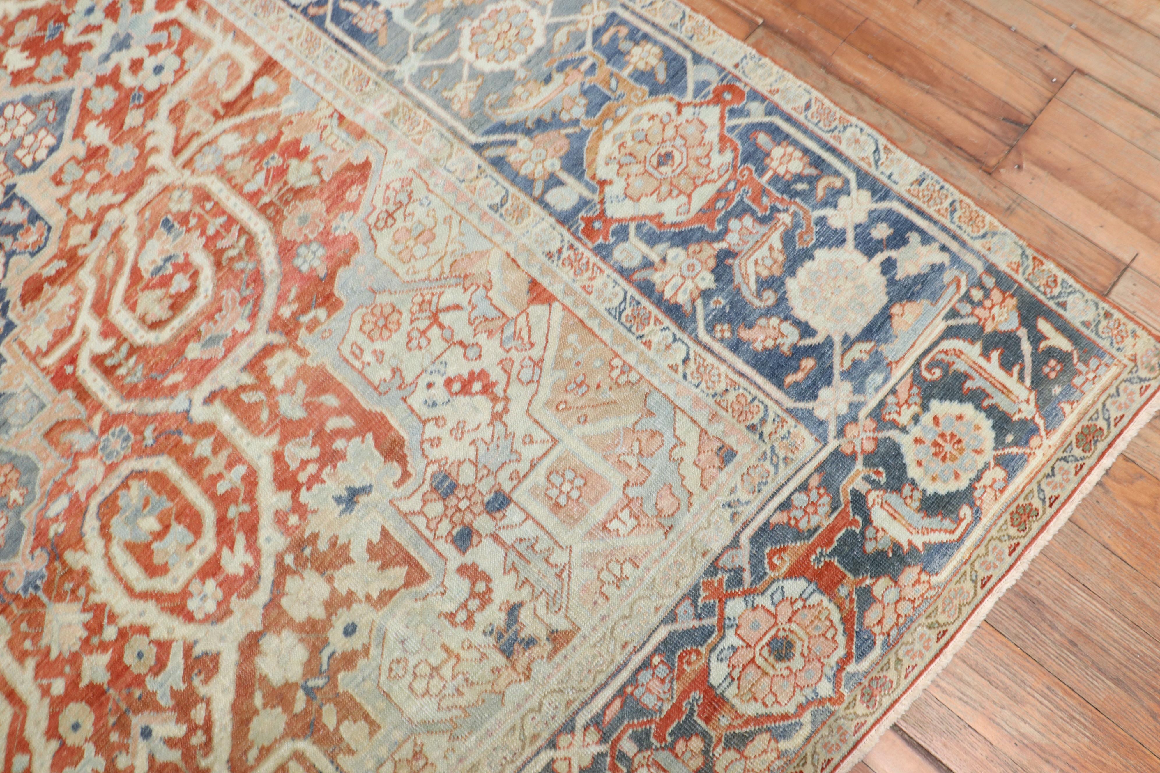 20th Century Zabihi Collection Room Size Antique Heriz Rug For Sale