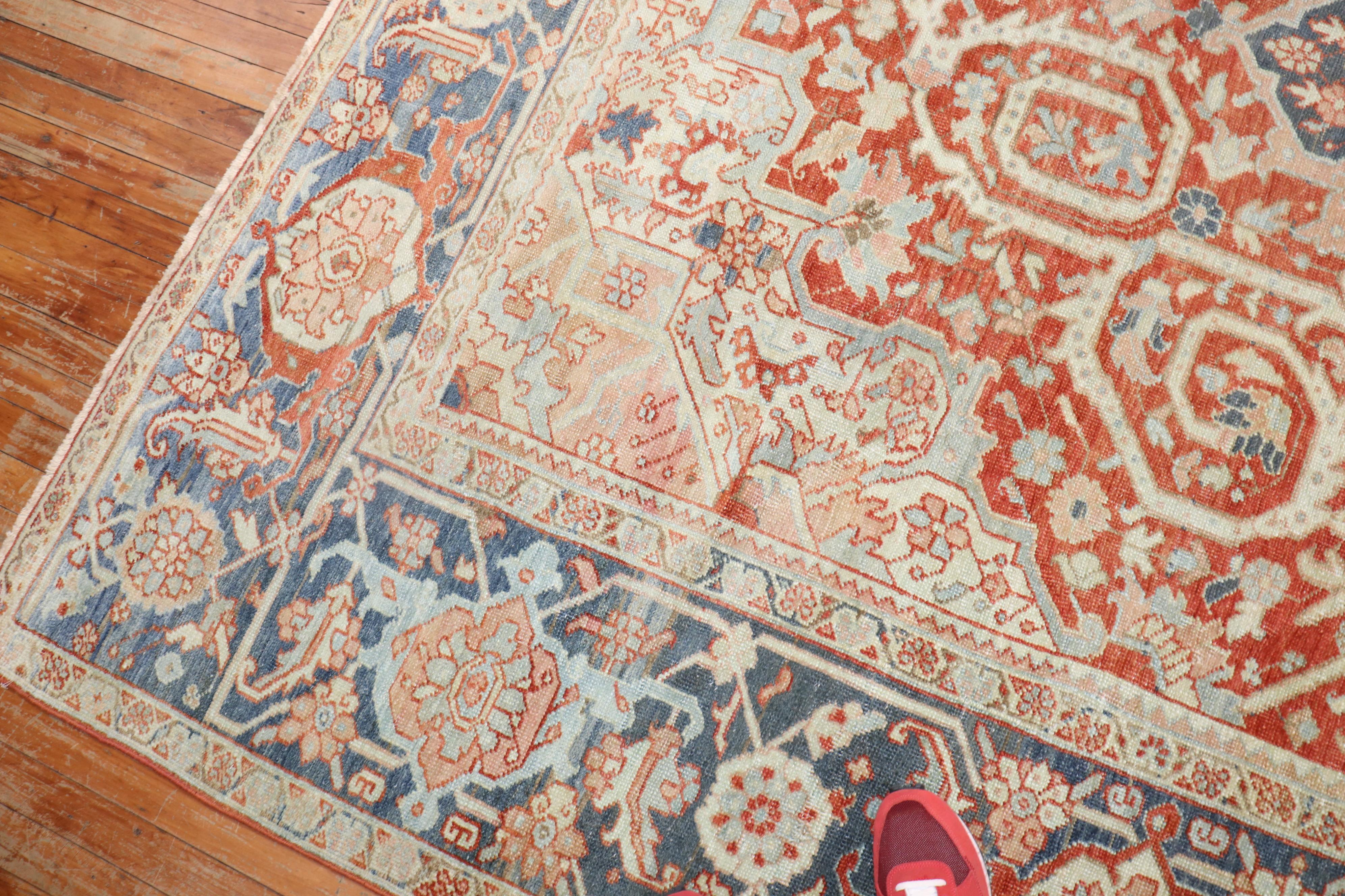 Zabihi Collection Room Size Antique Heriz Rug For Sale 2