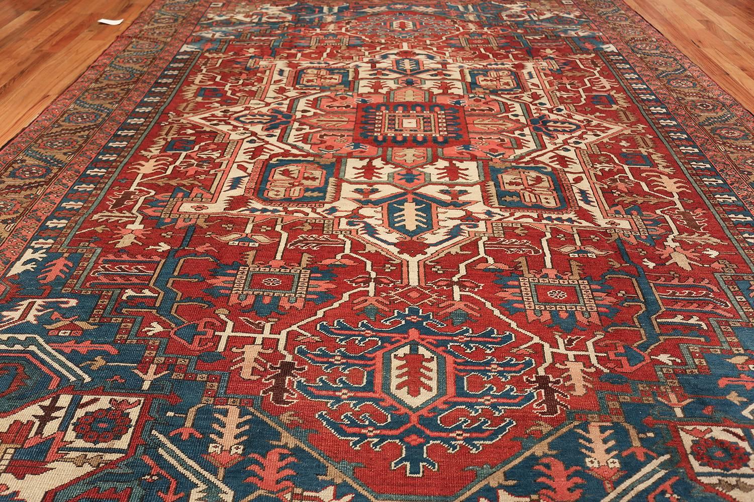 Room Size Antique Persian Heriz Rug. Size: 10 ft x 13 ft (3.05 m x 3.96 m) 3