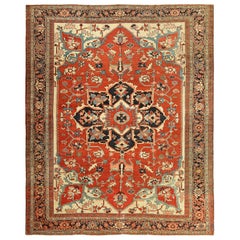 Room Size Antique Serapi Persian Rug. Size: 9 ft x 10 ft 9 in (2.74 m x 3.28 m)