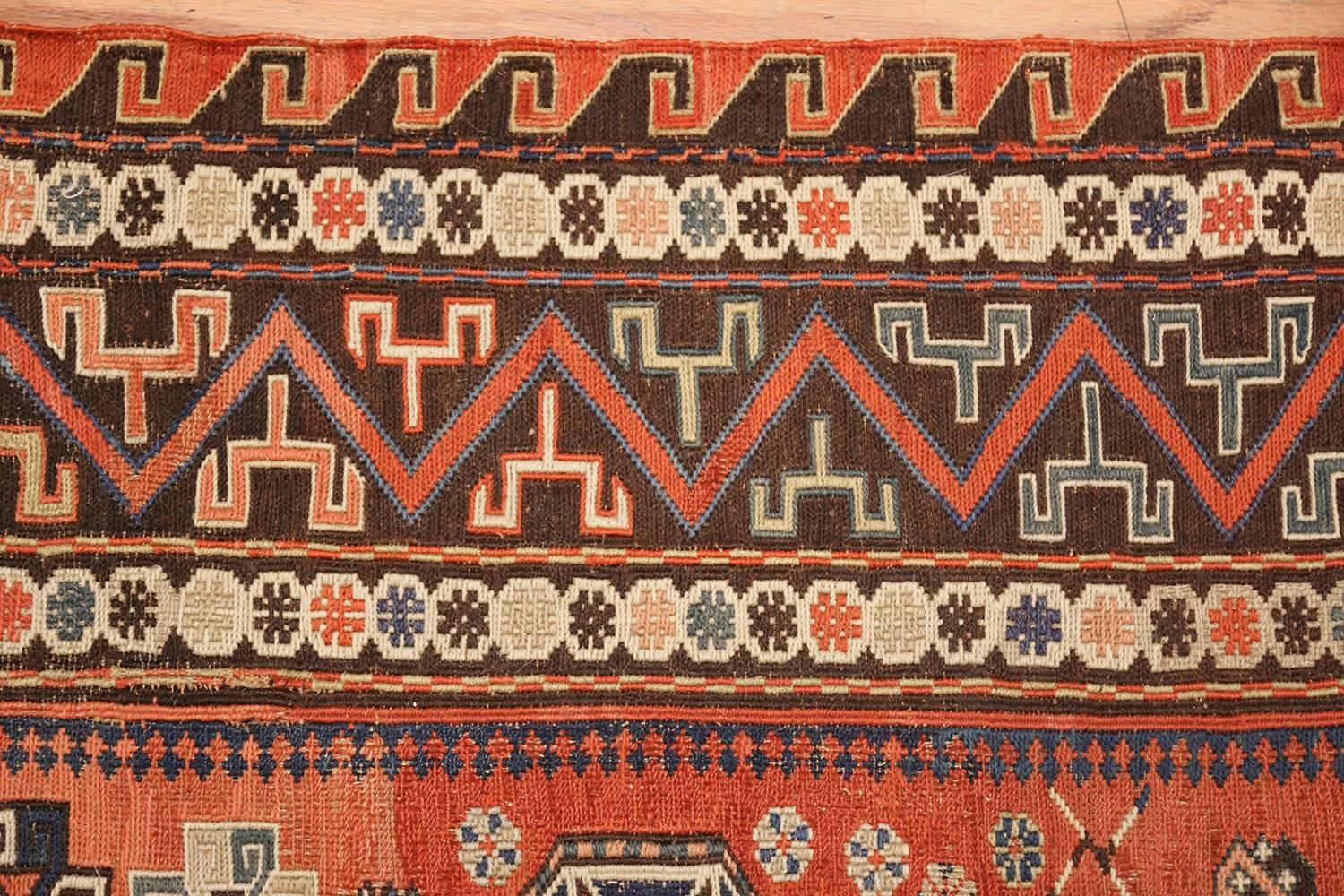 Sumak Antique Soumak Caucasian Rug. Size: 8 ft 2 in x 10 ft 2 in For Sale