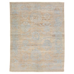Room Size Contemporary Turkish Oushak Wool Rug With Allover Gray Pattern