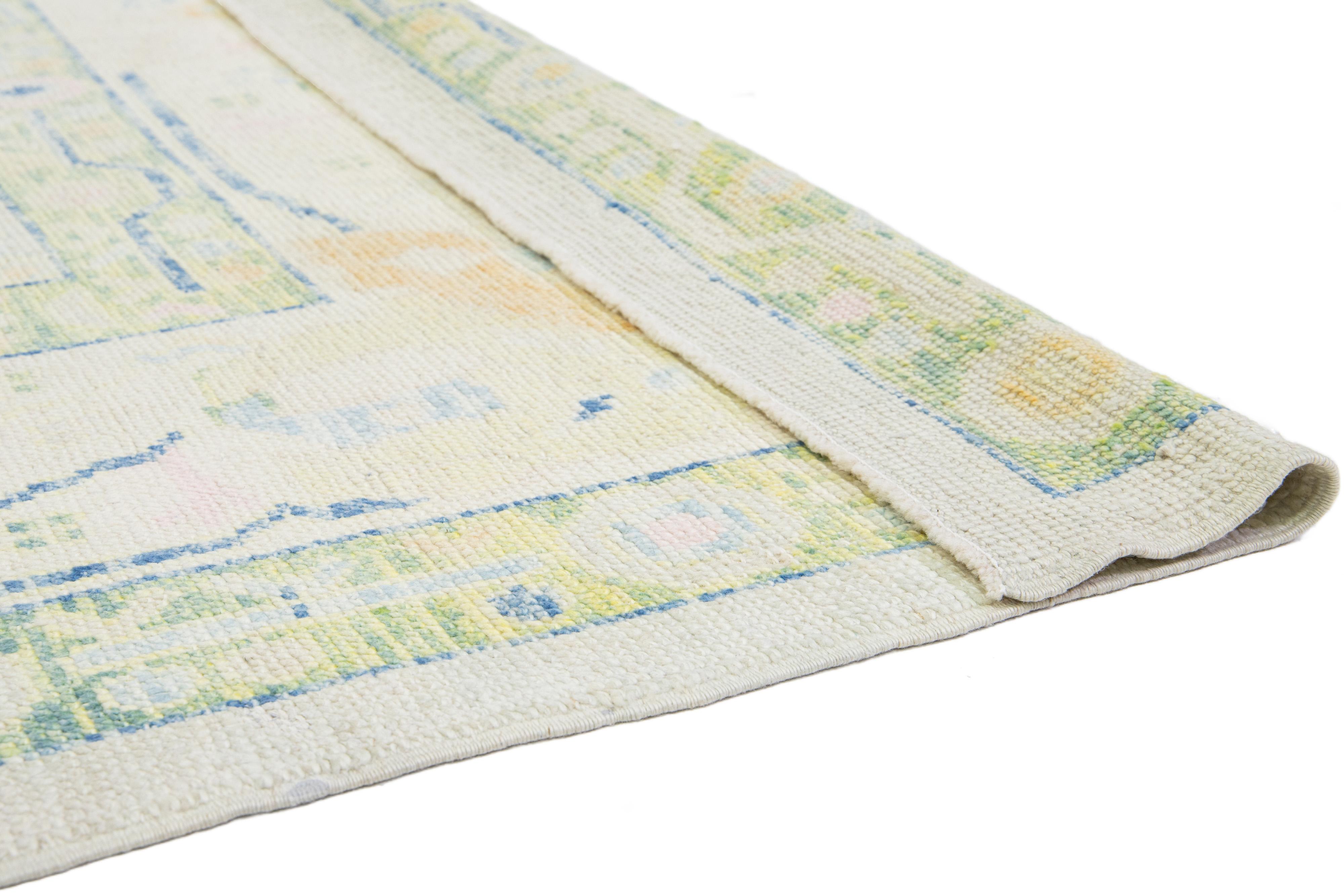 Turc Taille de la pièce Tapis en laine turque Oushak, beige, conçu pour la pièce en vente