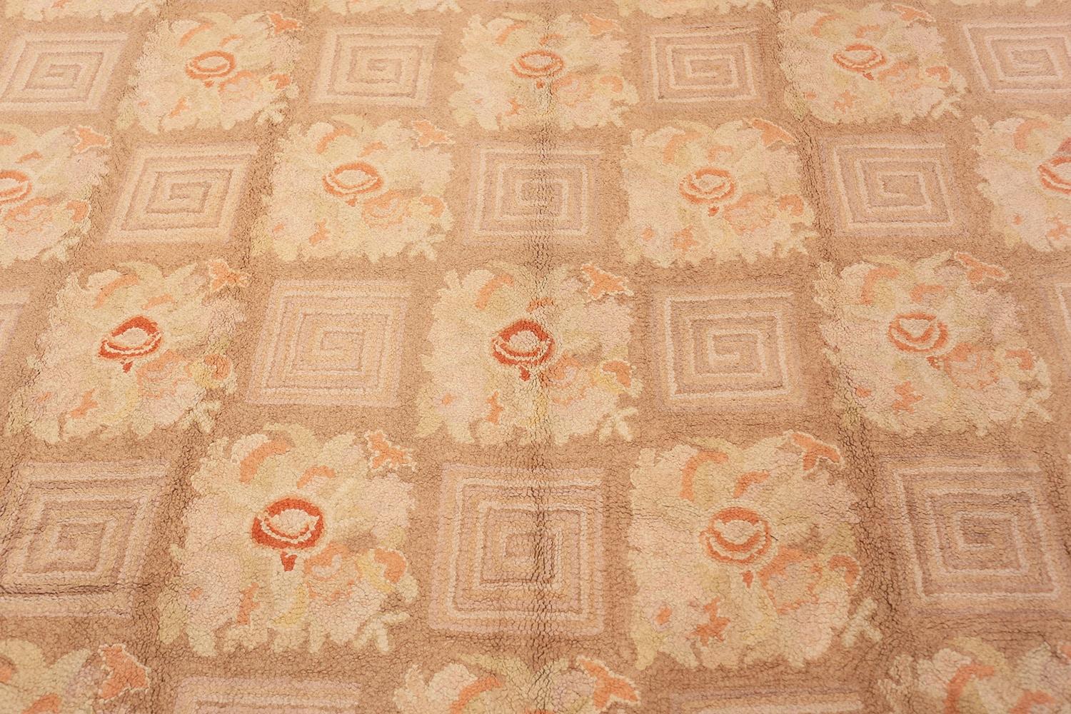 Beautiful Room Size Floral Pattern Antique American Hooked Rug, Country of Origin: America, Circa Date: Early 20th Century