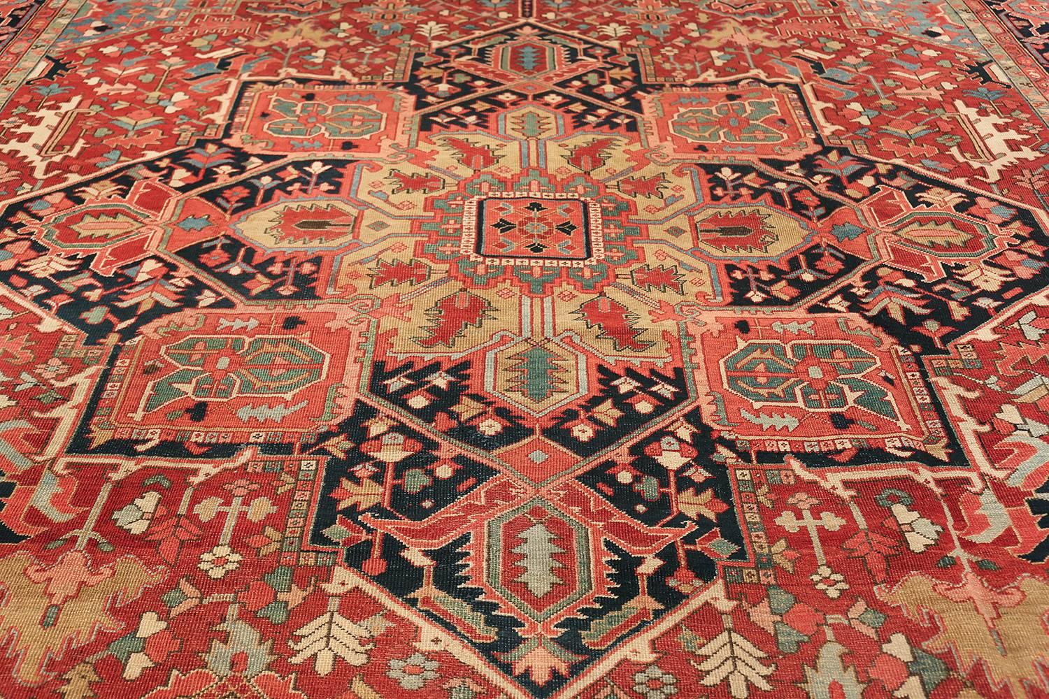 Room Size Geometric Antique Persian Heriz Rug. Size: 11 ft x 14 ft 4 in 1