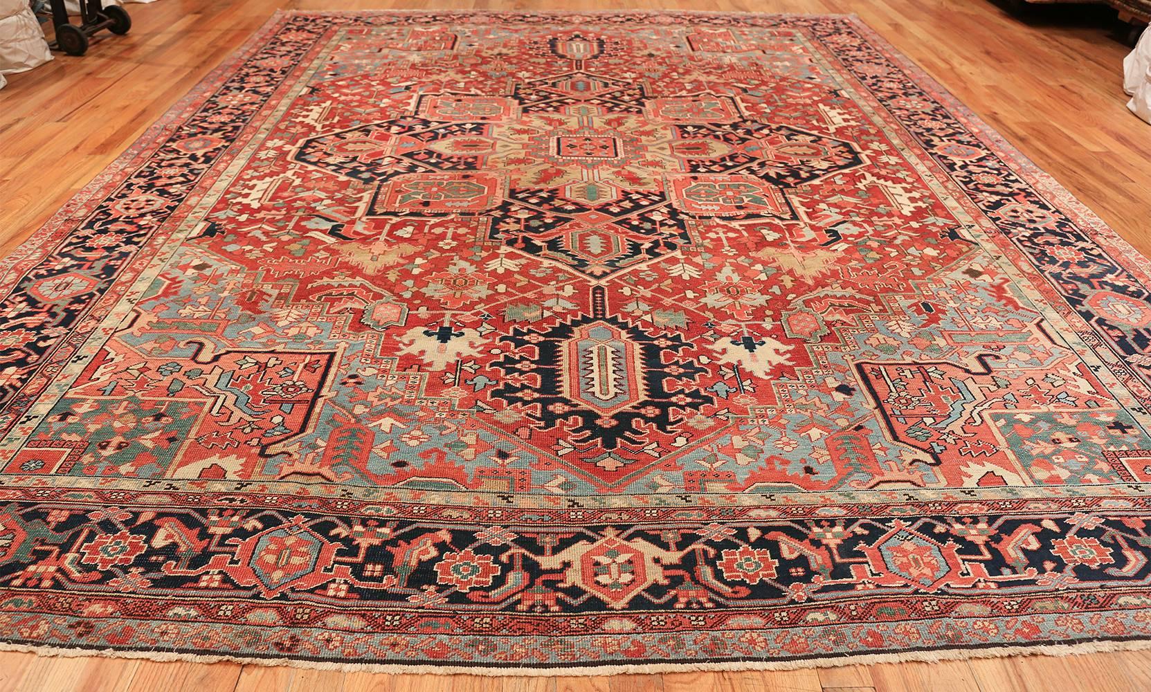 Room Size Geometric Antique Persian Heriz Rug. Size: 11 ft x 14 ft 4 in 3