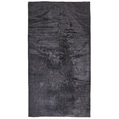 Tapis de zone indien en laine/viscose anthracite de taille standard