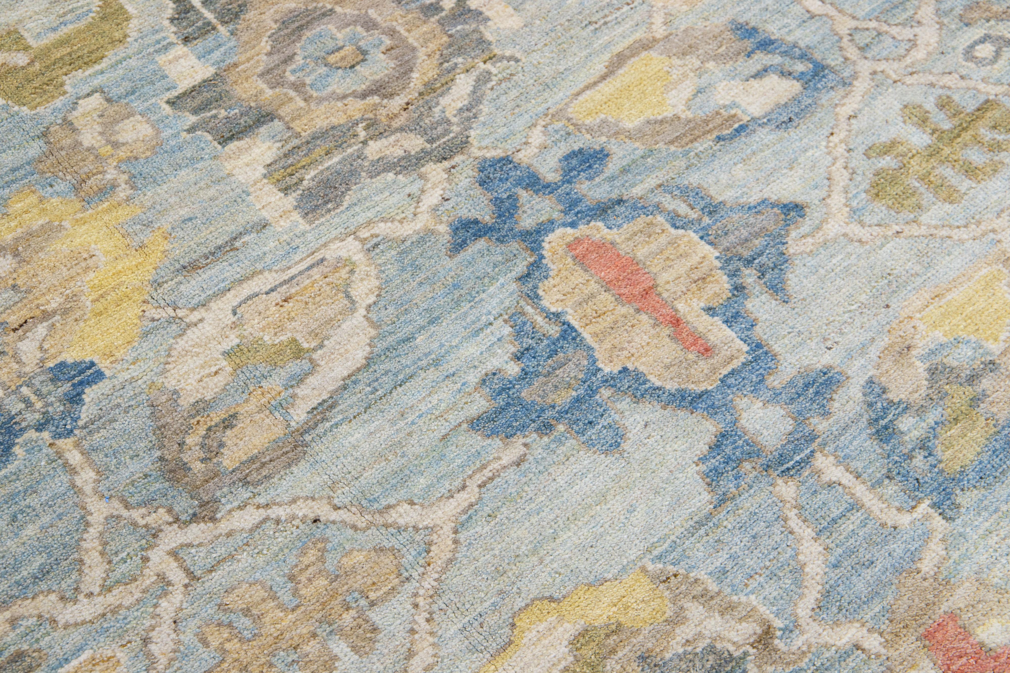 Tamaño de la habitación Alfombra de lana Sultanabad Floral Moderna Azul Claro Siglo XXI y contemporáneo en venta