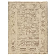 Room Size Modern Beige Wool Rug Hand Loom With Allover Design