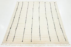 Room Size Modern Geometric Moroccan Style Wool Rug In Ivory