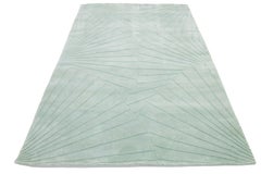 Room-size Modern Hand-Loomed Wool Rug In Green with Abstract Pattern
