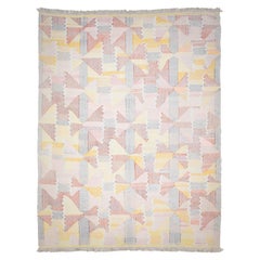 Room Size Modern kilim Wool rug With Multicolored Abstract Pattern