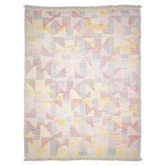 Tapis kilim moderne en laine avec motif abstrait multicolore