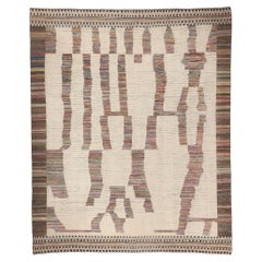 Room Size Modern Moroccan Area Rug with Short Pile and Earth-Tone Colors