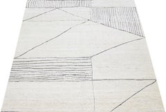 Room Size Modern Moroccan Style Geometric Wool Rug in Ivory