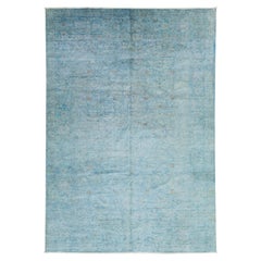 Room Size Modern Ziegler Wool Rug In Blue with Floral Design