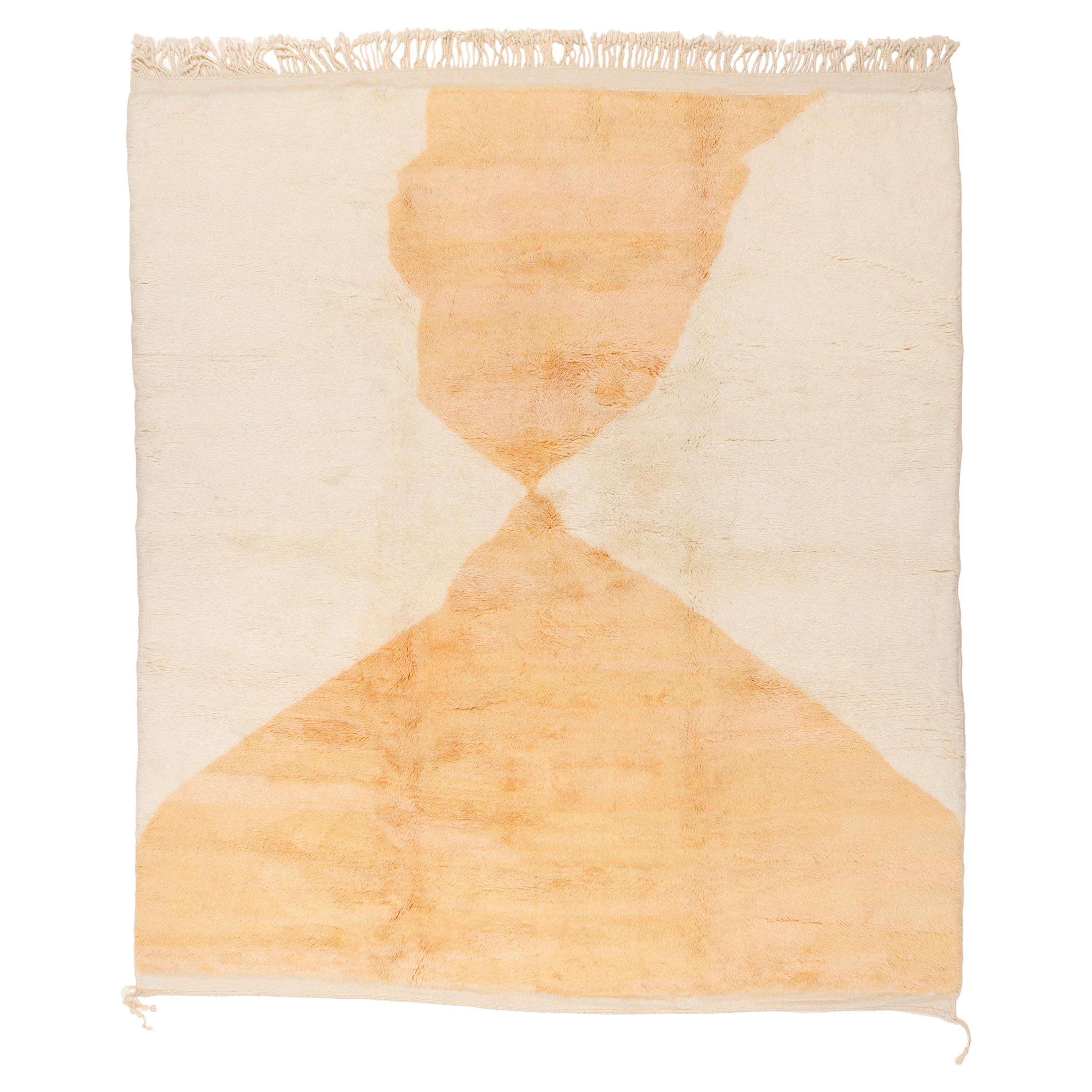 Room Size Moroccan Berber Rug with Hourglass Design on a White Background For Sale