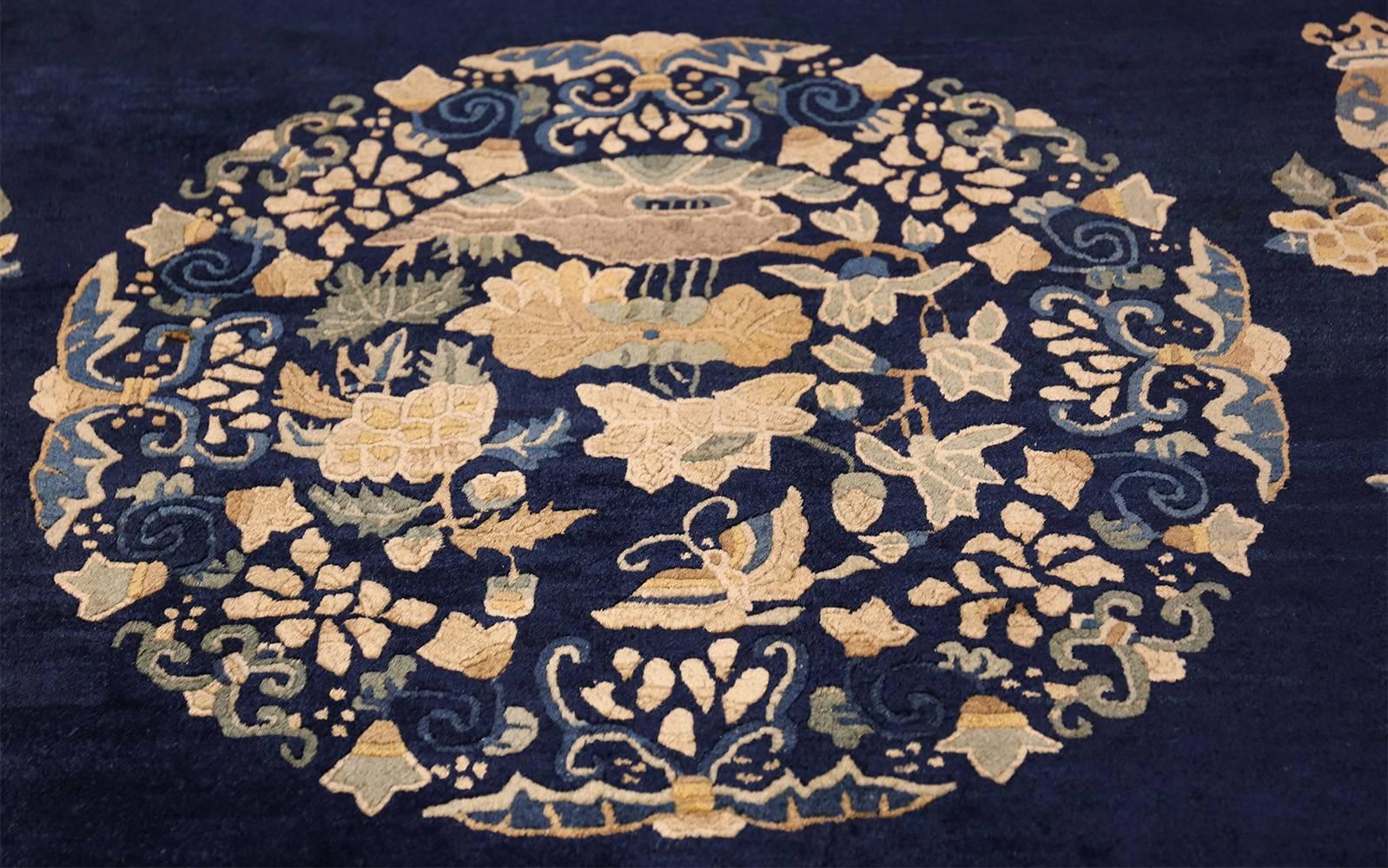 tapis chinois ancien bleu