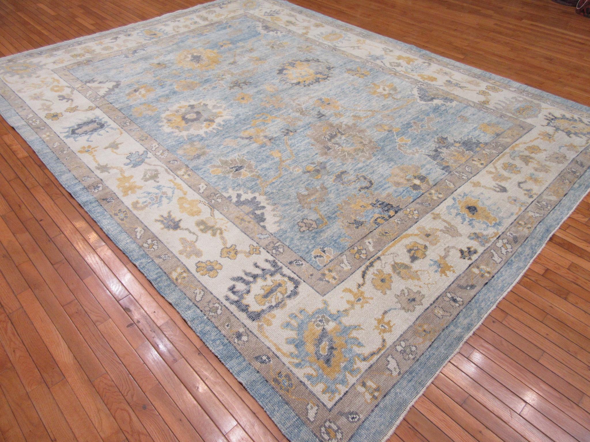 Room Size New Hand Knotted Turkish Oushak Rug 4