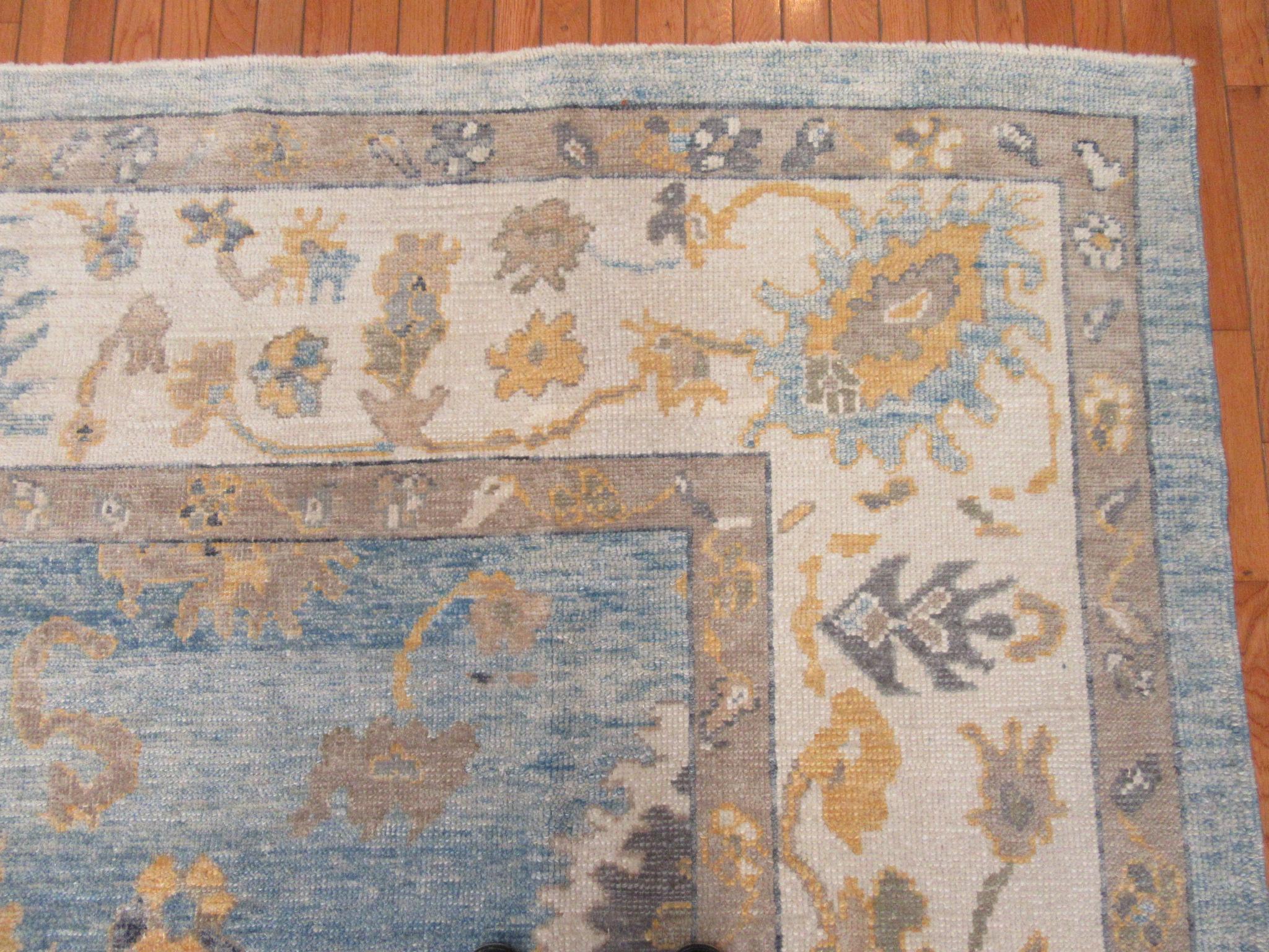 Room Size New Hand Knotted Turkish Oushak Rug 2